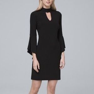 White House Black Market Mock-Neck Black Knit Shift Dress Size M